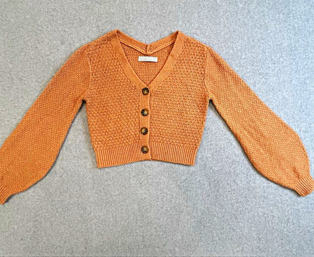 Abercrombie & Fitch Women’s XS Brown Knit Button Front V-Neck Stretch Cardigan